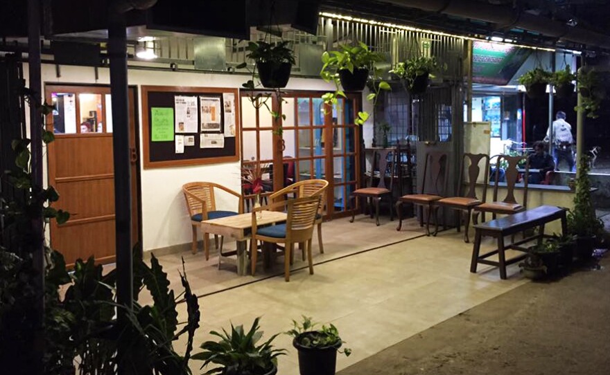 The Bombay to Barcelona Library Cafe sits in a dense, lower-middle-class neighborhood in Mumbai, India.
