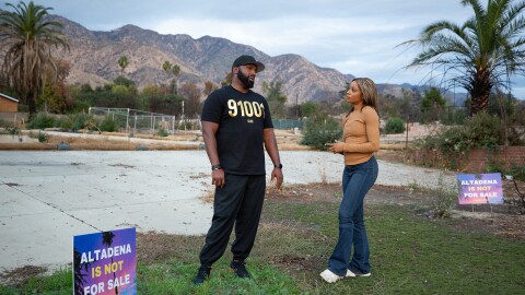 Host Maiya May and Altadena resident Zaire Calvin.