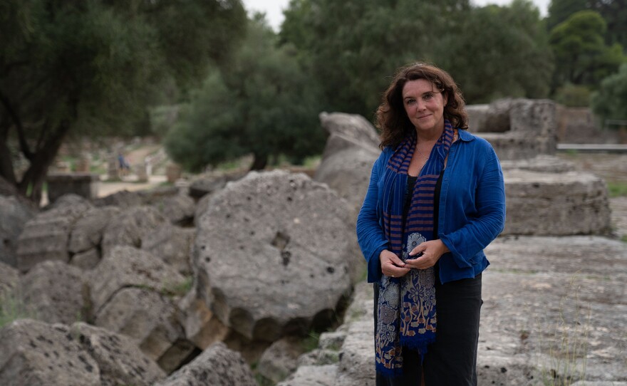 Bettany at the Temple of Zeus in Olympia.