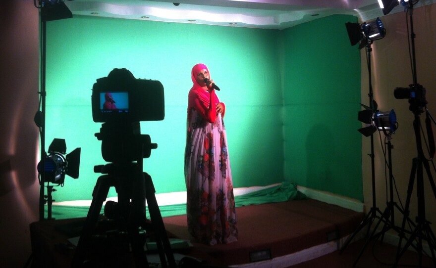 Xawo Abdi Hassan rehearses her song. Xawo did not win the competition but the show launched her career as a singer.
