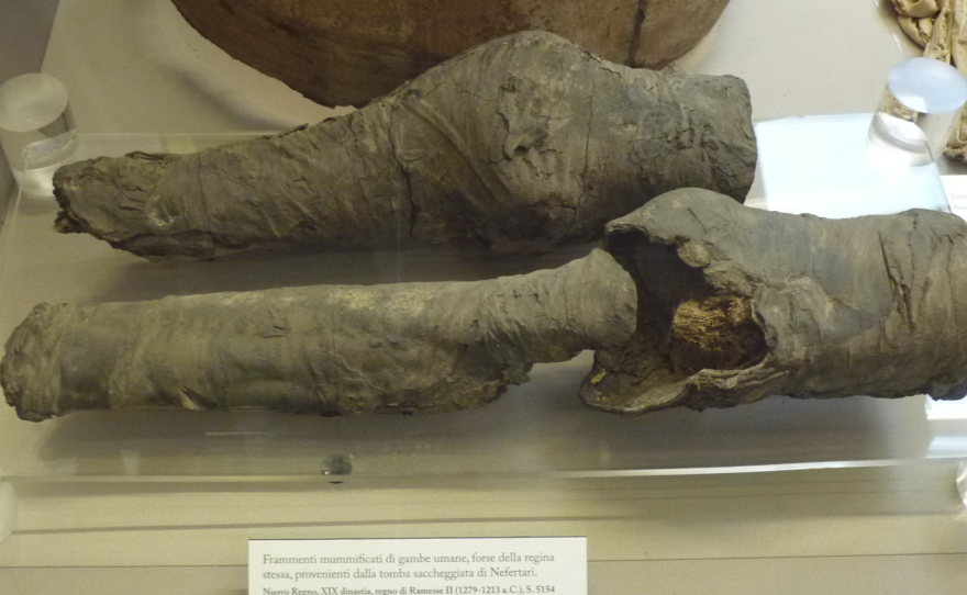 The mummified remains, show in a 2014 exhibition in Museo Egizio Turin.