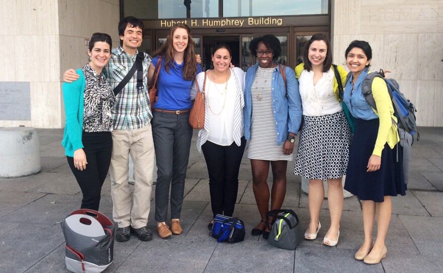 These students are part of a fellowship in health policy run jointly by the George Washington University schools of medicine and public health. In addition to hearing lectures from policy experts, the residents take field trips to Capitol Hill, the Supreme Court and local clinics and community health centers.