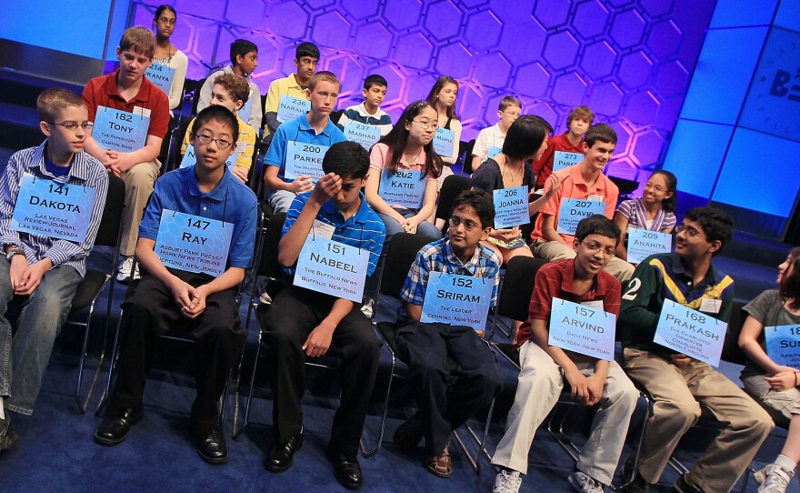 Spellers wait to participate in the semi-finals of the 2011 Scripps National Spelling Bee.