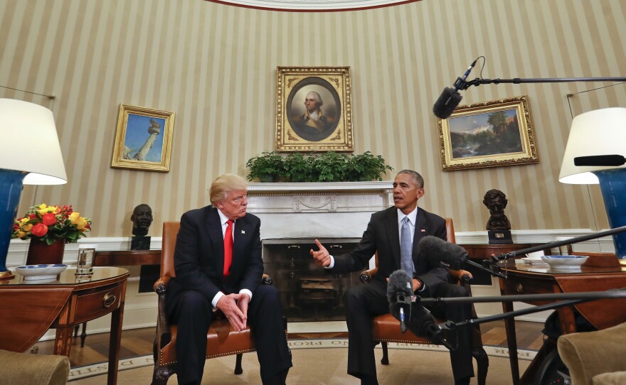 President Barack Obama meets with President-elect Donald Trump in the Oval Office of the White House in Washington, Thursday, Nov. 10, 2016.