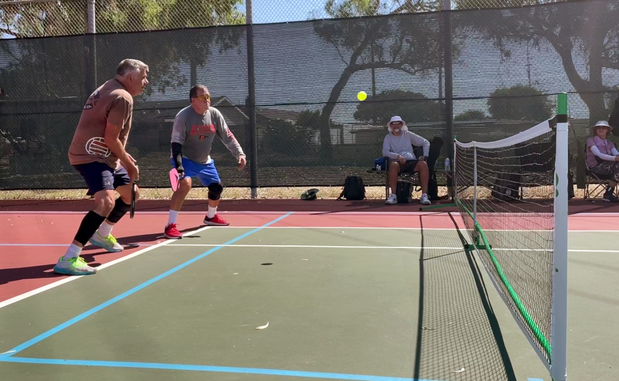 People play pickleball at Gershwin Park in San Diego's Clairemont neighborhood, Aug. 22, 2023.