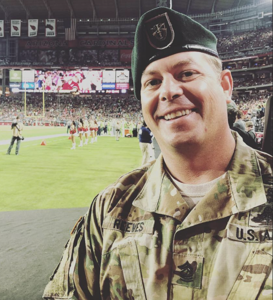 Ryan Reeves takes a selfie at a football game in this undated photo.