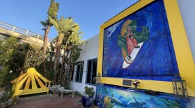 The "Surfing Madonna" mosaic photographed in Encinitas, Calif. Oct. 3, 2023