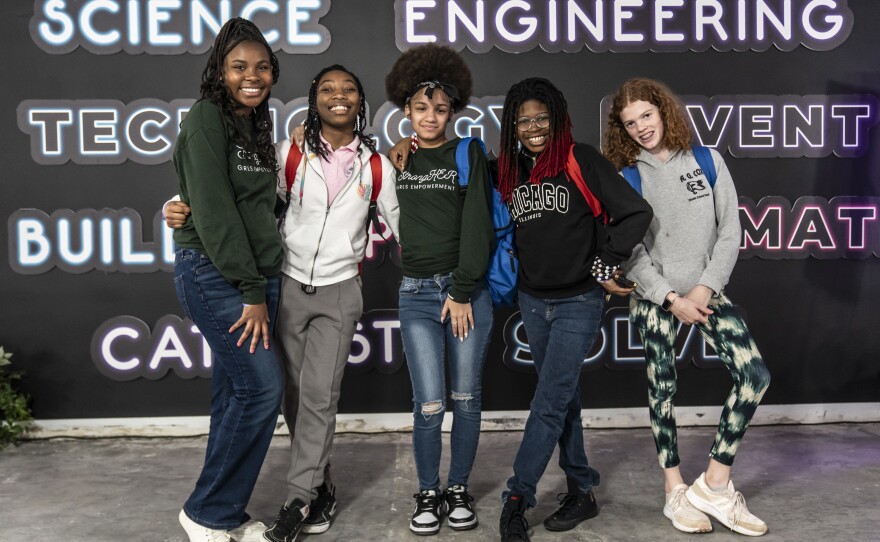 Seventh-graders attended the National STEM Festival in D.C. They are, left to right, Makayla Warren, Morgan Locke, Maleah Johnson, Taryn Ward and Jordan Krull. They are part of an after-school STEM program in North Carolina.
