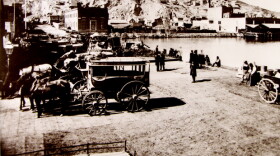 New land created in San Francisco's Yerba Buena Cove c. 1855. Telegraph Hill is in the background.
