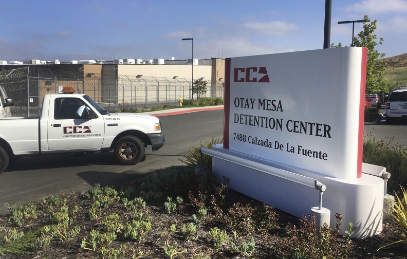 A vehicle drives into the Otay Mesa detention center in San Diego, Calif., June 9, 2017. 