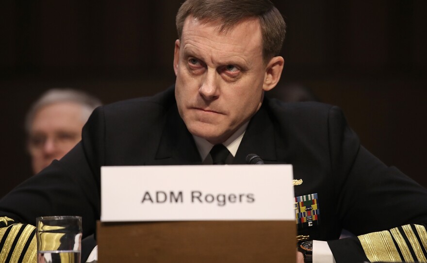 Adm. Michael Rogers, chief of the U.S. Cyber Command and director of the National Security Agency, testifies before the Senate Armed Services Committee on Tuesday.