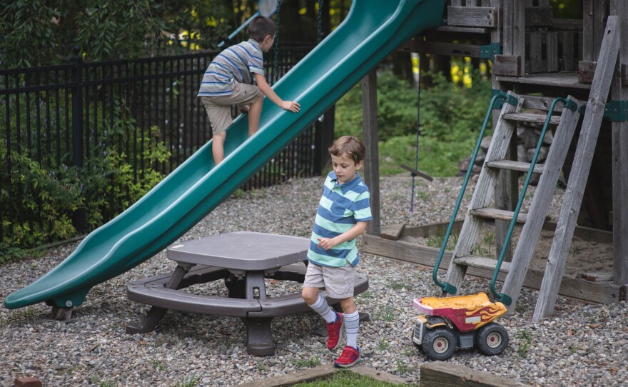 Conner Curran, 9 (right), and his brother Will, 7, at their home in Ridgefield, Conn., this week. The gene therapy treatment that stopped the muscle wasting of Conner's muscular dystrophy two years ago took more than 30 years of research to develop.