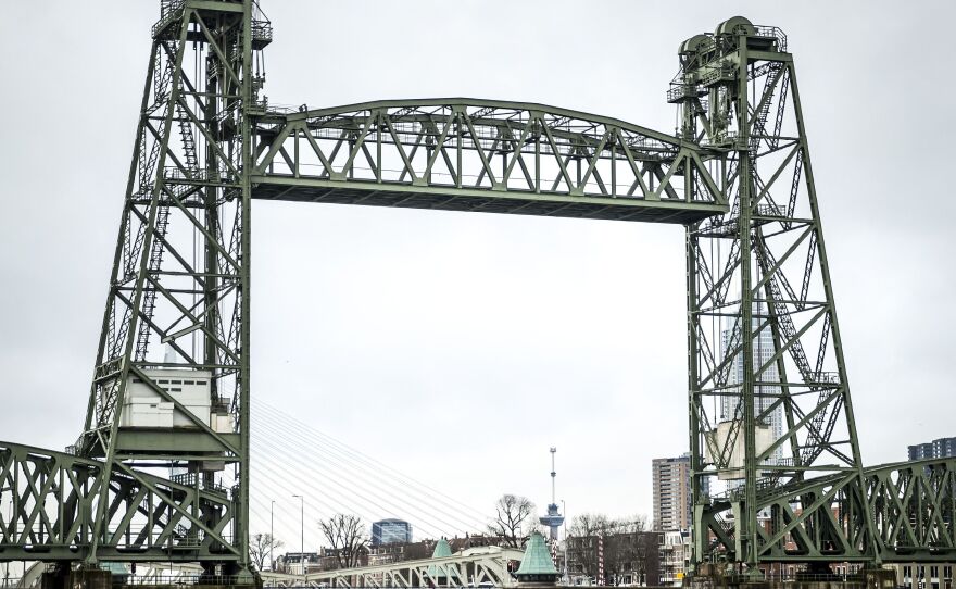 A picture taken last week in Rotterdam shows the Koningshaven lift bridge, popularly called "De Hef."