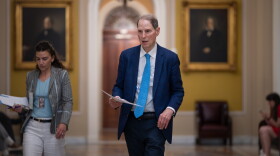 Sen. Ron Wyden, D-Ore., walks to the chamber during votes on the immigration enforcement funding package, at the Capitol in Washington, Thursday, June 4, 2026.