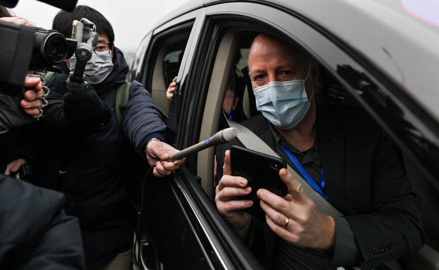 World Health Organization investigative team member Peter Daszak (shown here during a trip to China in February) tells NPR that the group's report calls for additional research on farms that breed exotic animals in southern China.