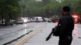 Police and members of the Secret Service block streets around the White House, Saturday, May 23, 2026, in Washington, D.C.