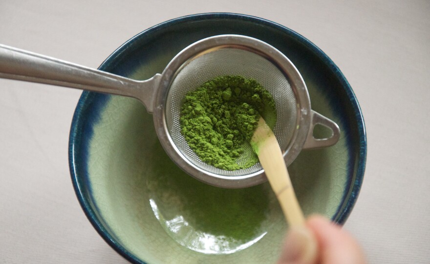 Matcha tea powder comes in two grades: ingredient and drinking. The drinking grade comes from the leaves at the top of the tea plant.