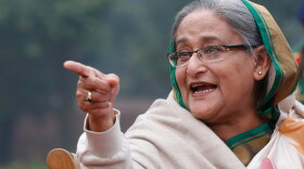 Then-Prime Minister Sheikh Hasina speaks during a press conference in Dhaka, Bangladesh, on Jan. 6, 2014.
