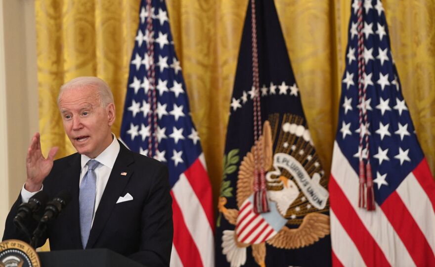 President Biden speaks about the pandemic and the country's vaccination campaign on Thursday at the White House.