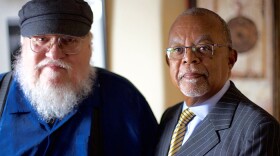 Host Henry Louis Gates, Jr. with writer George R. R. Martin while taping FINDING YOUR ROOTS.