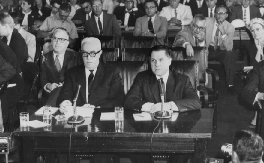 Jimmy Hoffa at a 1959 Racketeering hearing. Who killed Hoffa and why?