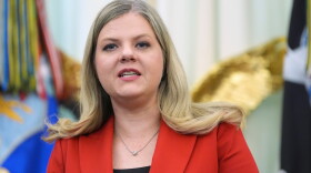 Dr. Heidi Overton speaks during a Aug. 10 press conference during which President Trump signed an executive order about the childhood vaccination schedule.