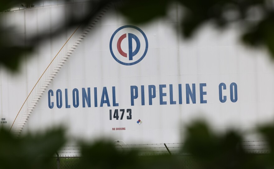 Fuel holding tanks are seen at Colonial Pipeline's Linden Junction Tank Farm on May 10, 2021 in Woodbridge, N.J.