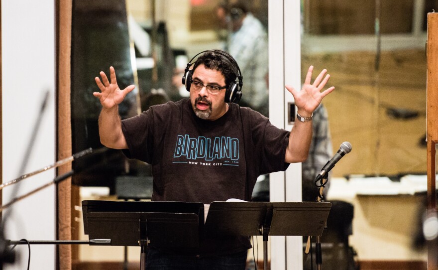 Arturo O'Farrill conducts during recording sessions in Havana last winter.