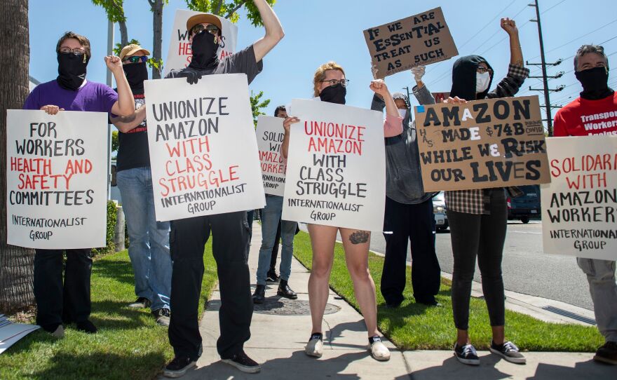 On Friday, employees at many online retailers, grocery store chains and package-delivery services protested what they describe as unsafe working conditions amid the COVID-19 pandemic.