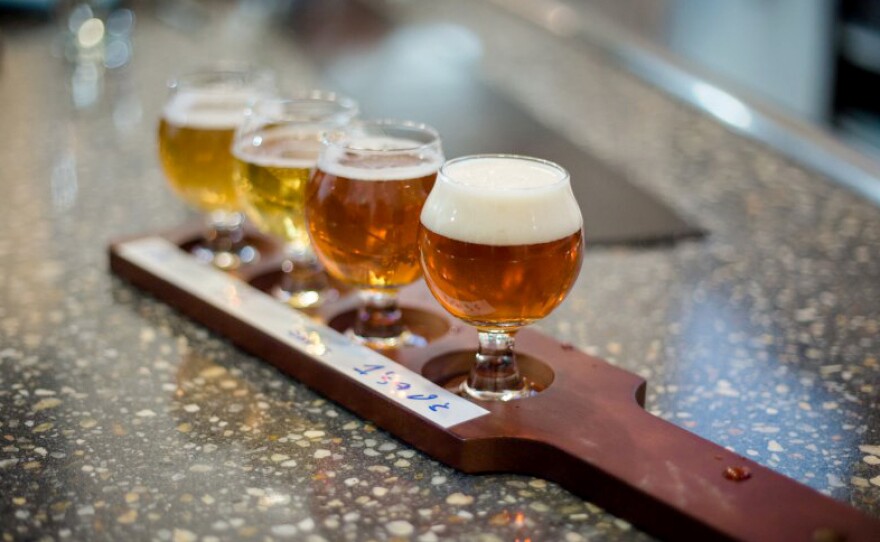 A beer flight from New District Brewing Co.