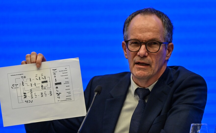 Peter Ben Embarek speaks during a news conference to wrap up a visit by an international team of experts from the World Health Organization in the city of Wuhan, China, on Tuesday.