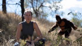Despite her investigative efforts, Laura Krantz (left) has never seen a Sasquatch. That doesn't mean Sasquatch (right) hasn't seen her.