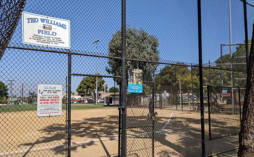 Ted Williams Field is commemorated in the Hall of Famer's honor on the site of where he played baseball growing up, Aug. 17, 2022.
