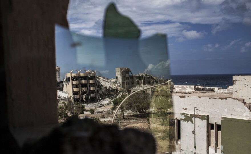 The Pentagon says many of the ISIS fighters targeted in Wednesday's strike escaped from the former ISIS stronghold of Sirte, shown here during fighting in September.