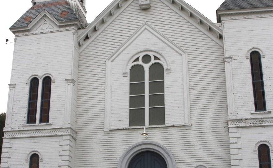 Diners head into the Bradford United Church of Christ before the start of this year's Wild Game Supper. Food writer Calvin Trillin has dubbed the event "the superbowl of church suppers."