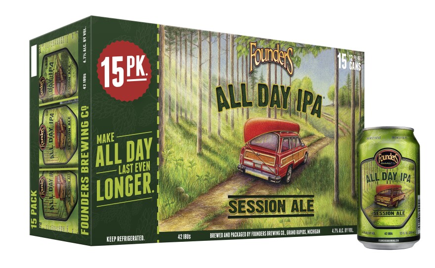 All Day IPA, from Founders Brewing, is sold in a 15-pack, instead of the traditional 12-pack.