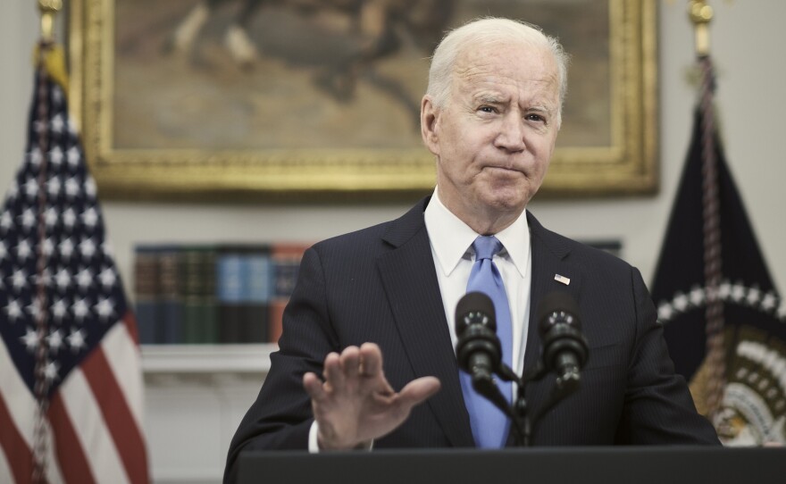 President Biden answers a question about the conflict between Israel and Hamas militants on Thursday at the White House. His public comments on the situation in the Middle East have been limited while the administration says it is focused on diplomacy behind the scenes.