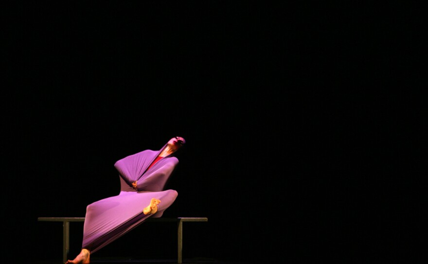 Katherine Crockett performs Lamentation, a re-creation of Martha Graham's 1930 solo, during a rehearsal for the Graham dance company 80th Anniversary gala in New York in April 2006.