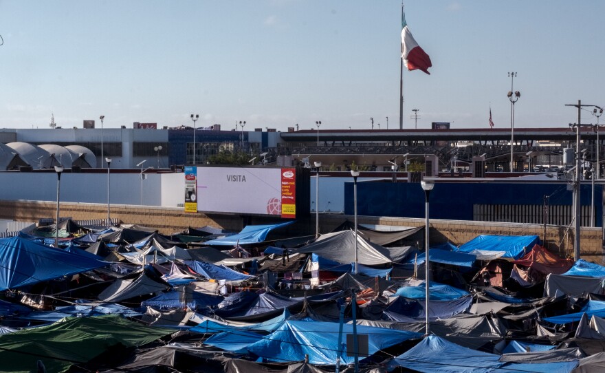 The migrant camp at the El Chaparral border crossing in Tijuana, November 17, 2021.