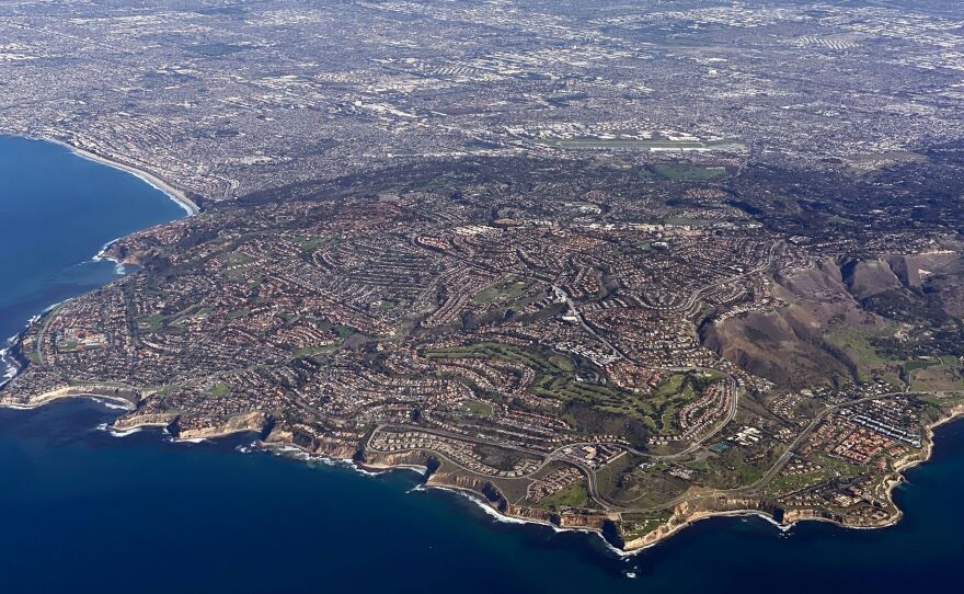 An aerial view of Rancho Palos Verdes, a suburb of Los Angeles.