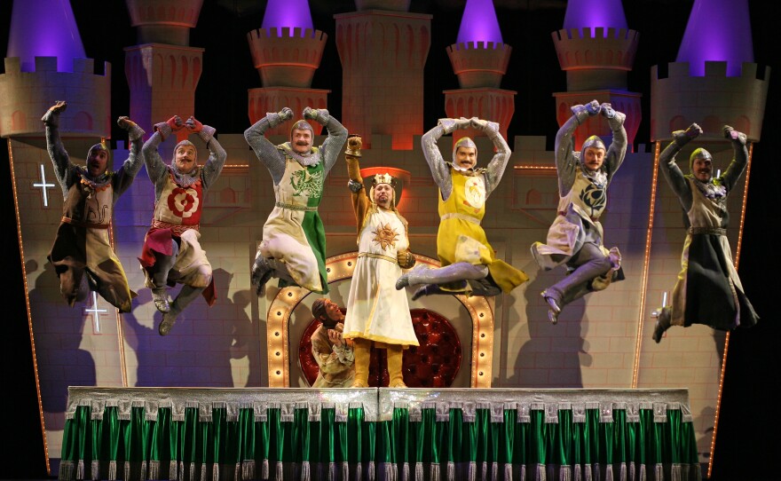 All singing, all talking, all dancing knights of the round table in "Spamalot"
