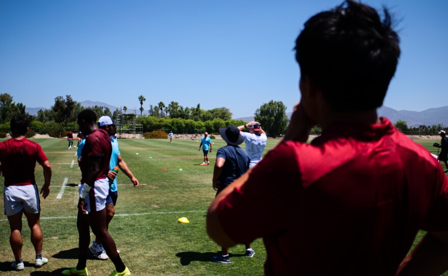 Players on USA Men’s rugby sevens practice on July 1, 2024. Chula Vista, Calif. 
