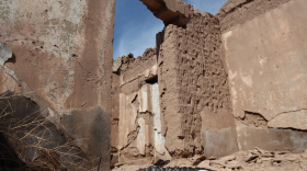 A burned home in Guadalupe, Chihuahua, where many homes and businesses lie in the path of proposed infrastructure development for oil production. 