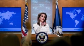 State Department spokesperson Morgan Ortagus speaks at a news conference at the State Department in Washington, Monday, June 17, 2019. 