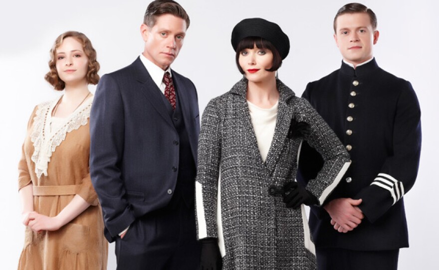 Dorothy "Dot" Williams (Ashleigh Cummings), Detective Inspector Jack Robinson (Nathan Page), Miss Phryne Fisher (Essie Davis) and Hugh Collins (Hugo Johnstone-Burt).