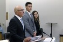 Former NFL and Aztec punter Matt Araiza appearing in court with his attorneys, July 14, 2023.