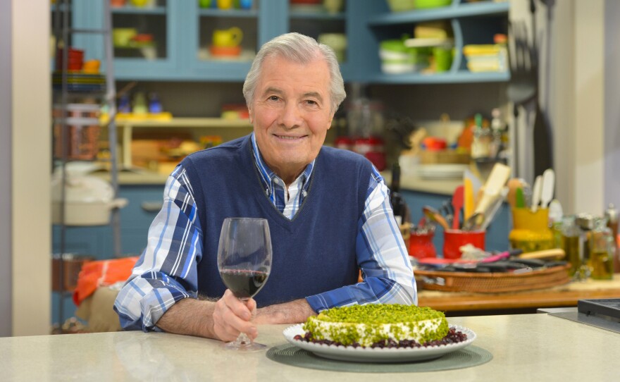 Jacques Pépin’s camembert with pistachio crust.