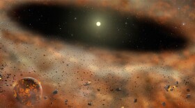A field of dust and rocks as shown in artwork by Lynette Cook.