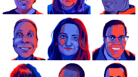 Swing Shift voters, a group of swing voters in swing states who NPR is routinely speaking with through the next several months. Clockwise from top left: Lee from Nevada, Michelle from Michigan, Wally from Georgia, Jason from North Carolina, Evan from Wisconsin, Gerald from Georgia, Colleen, John and Theresa from Pennsylvania.