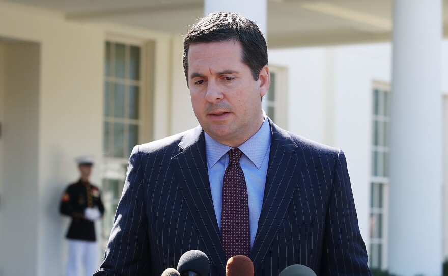 House Intelligence Committee Chairman Devin Nunes speaks to reporters after a meeting at the White House on Wednesday.